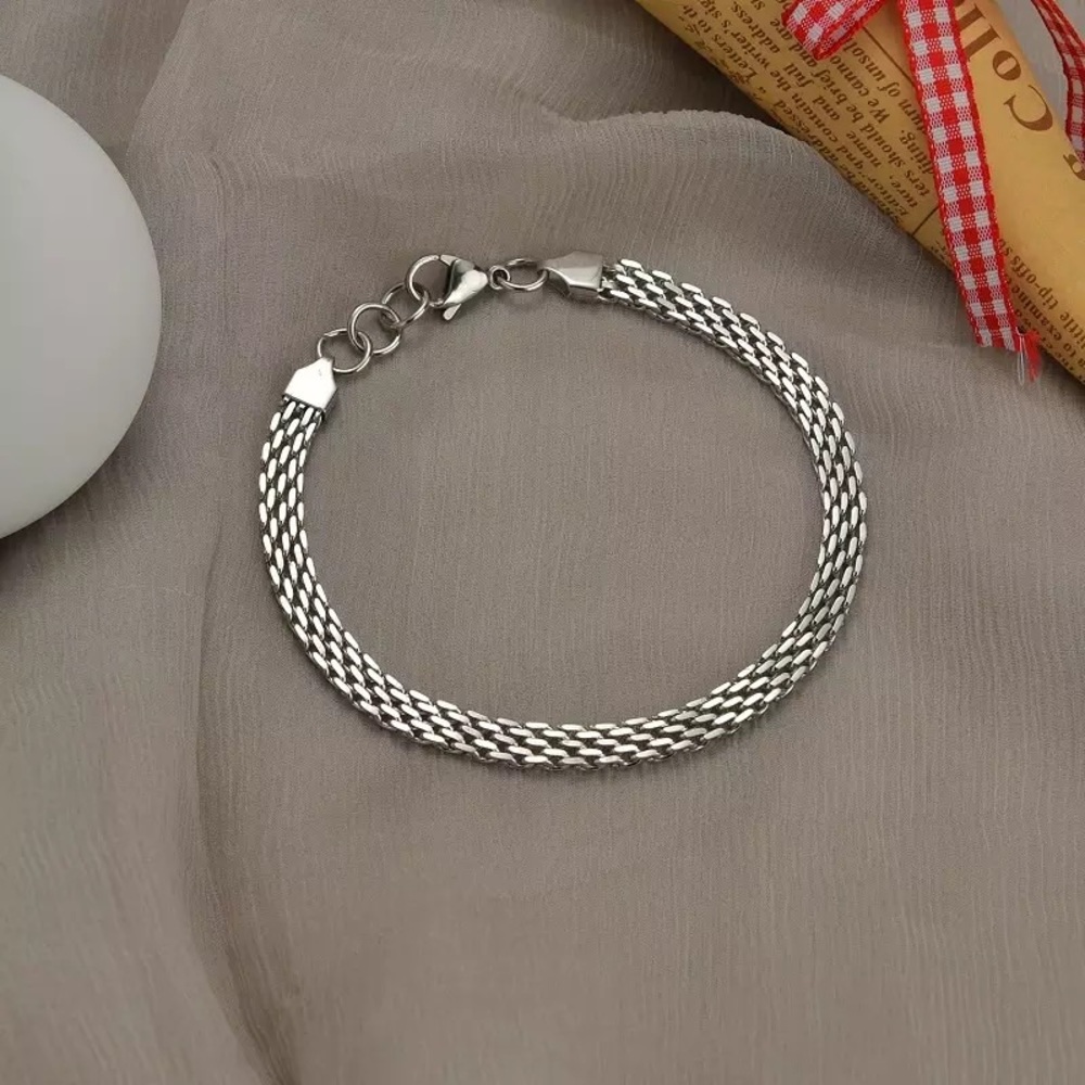 Stainless Steel Chunky Twisted Rope Chain Bracelet - Picture 6 of 9
